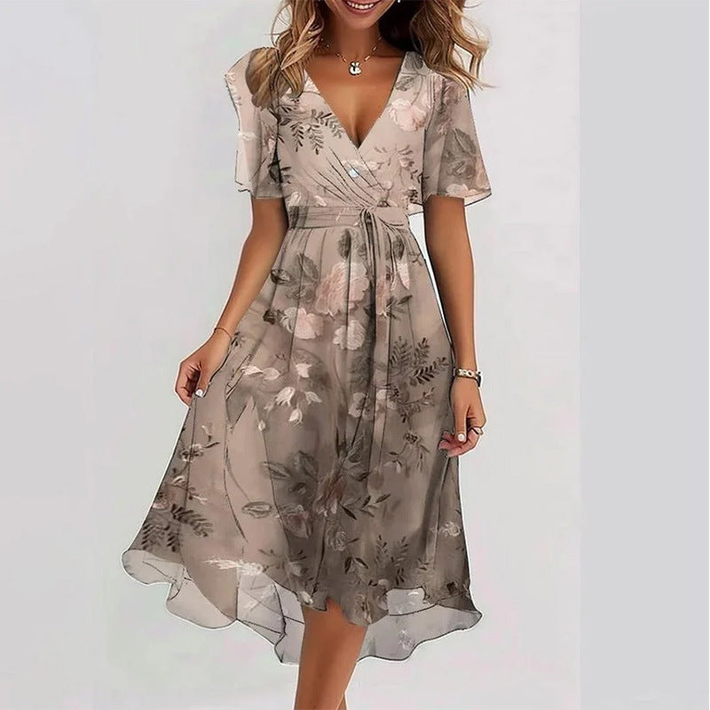 ELIRA | Women’s Casual Printed V-Neck Dress