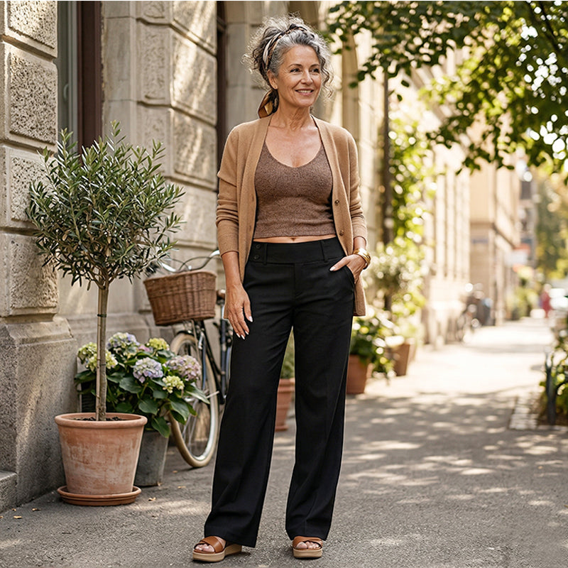 Avera | Elegant High-Waist Flared Trousers