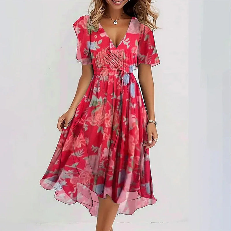 ELIRA | Women’s Casual Printed V-Neck Dress