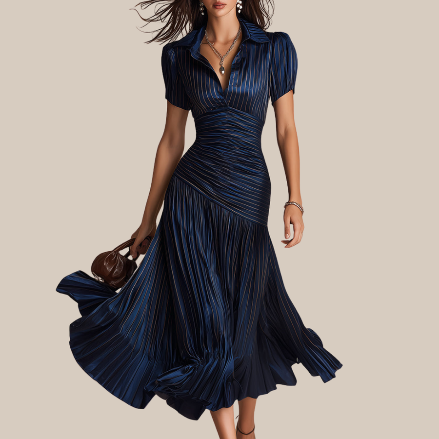 LUCIA | Retro Striped Midi Dress