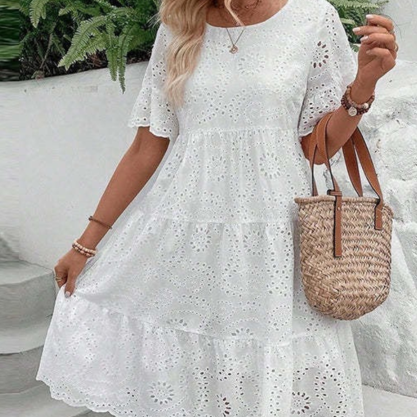 RAEMI™ – Elegant Round Neck Boho Summer Dress