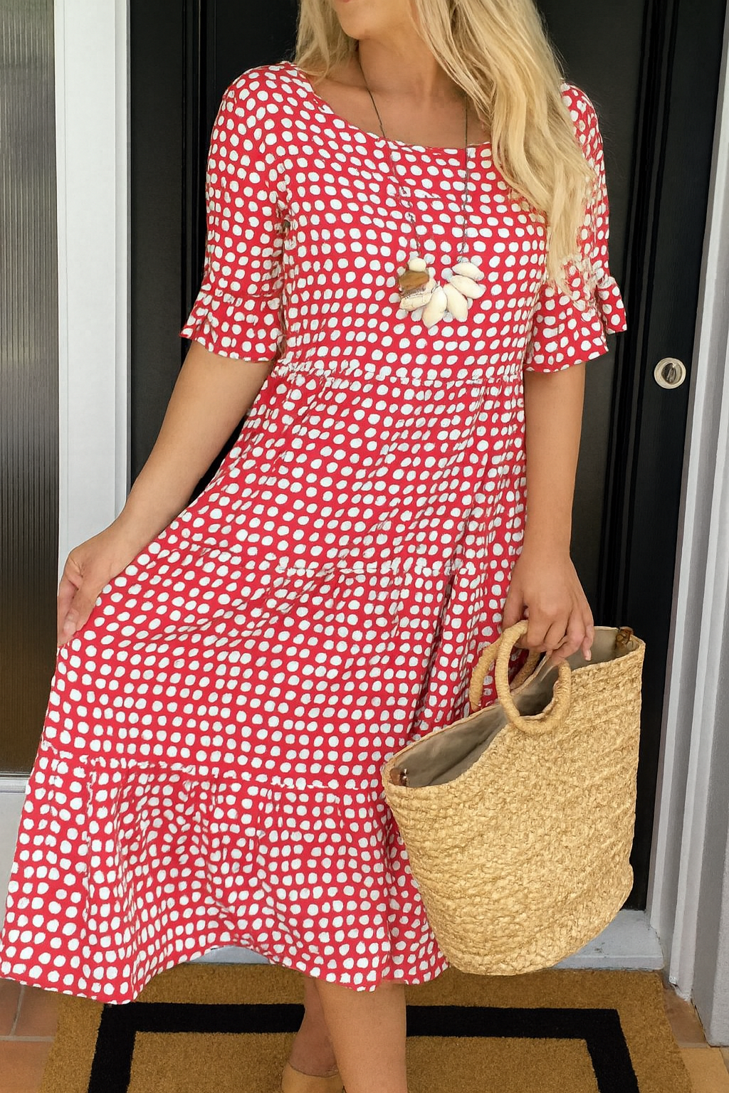 IRIS™ | Sable Short-Sleeve Midi Dress