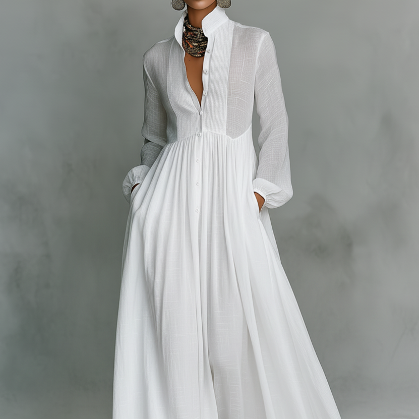 SERENA™ | Flowing Button-Front Maxi Dress