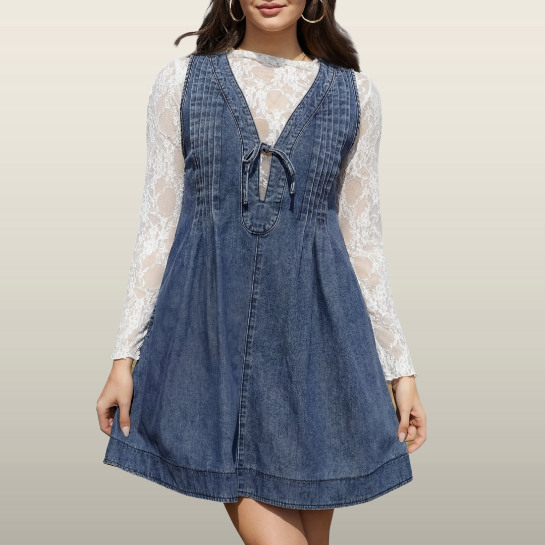 LAUREN™ – Vintage Inspired Sleeveless V Neck Mini Dress