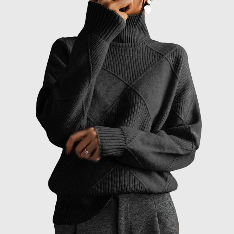 Élise Modern Geometric Turtleneck Sweater