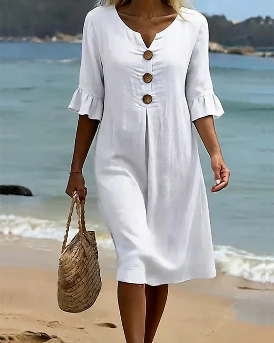 SIENNA | Women’s Everyday Floral Print Cotton & Linen Dress