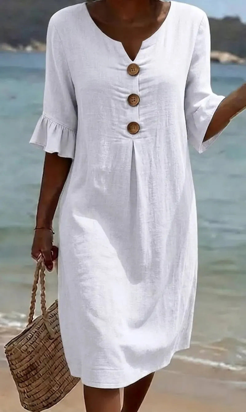 SIENNA | Women’s Everyday Floral Print Cotton & Linen Dress