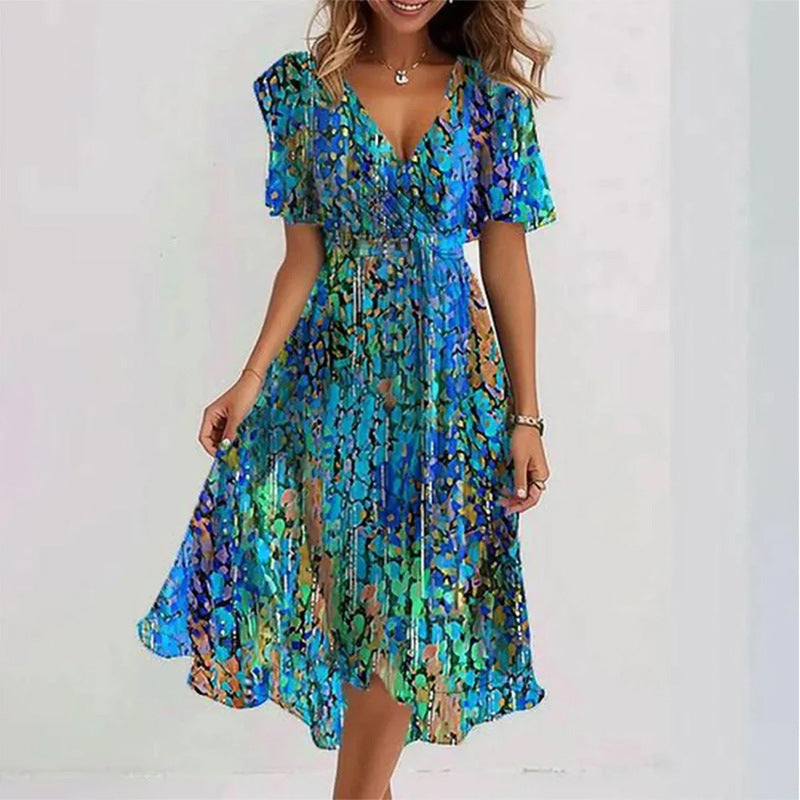 ELIRA | Women’s Casual Printed V-Neck Dress