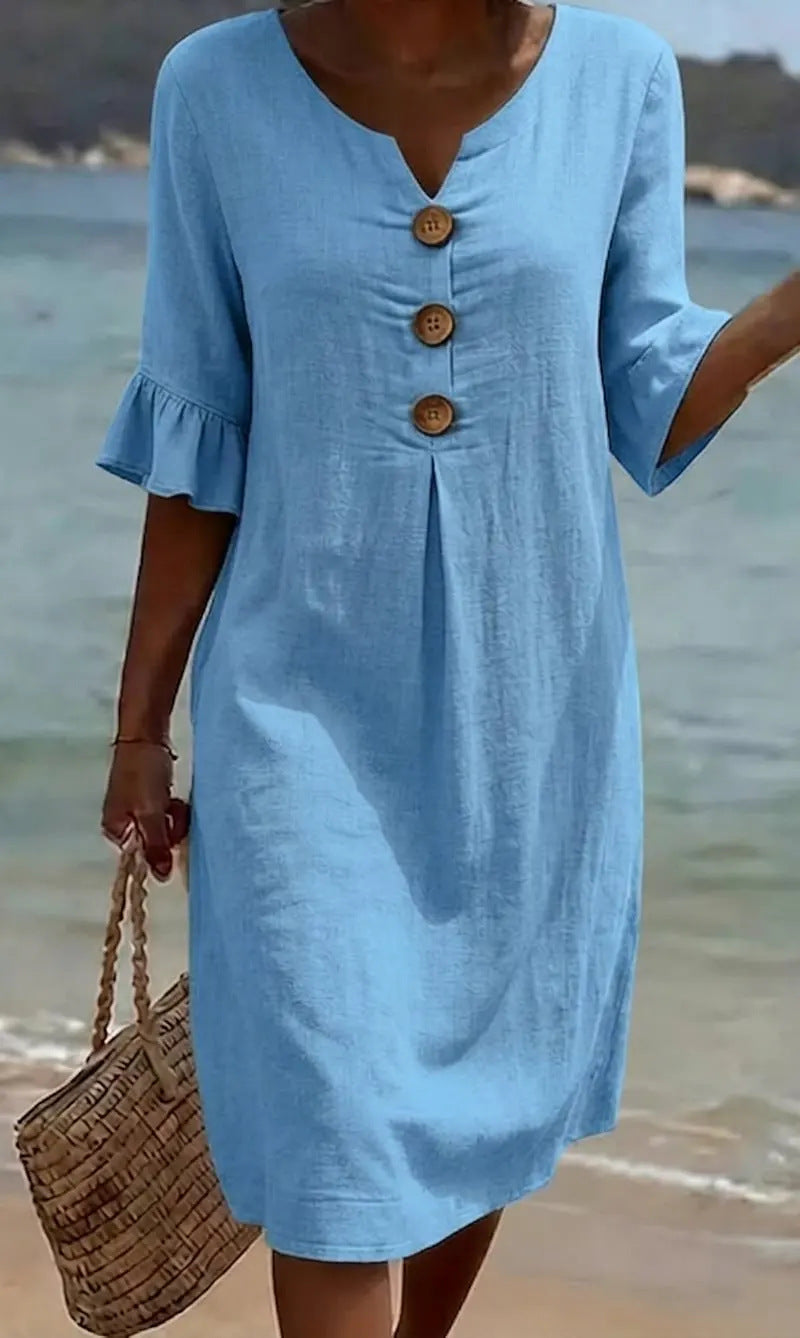 SIENNA | Women’s Everyday Floral Print Cotton & Linen Dress