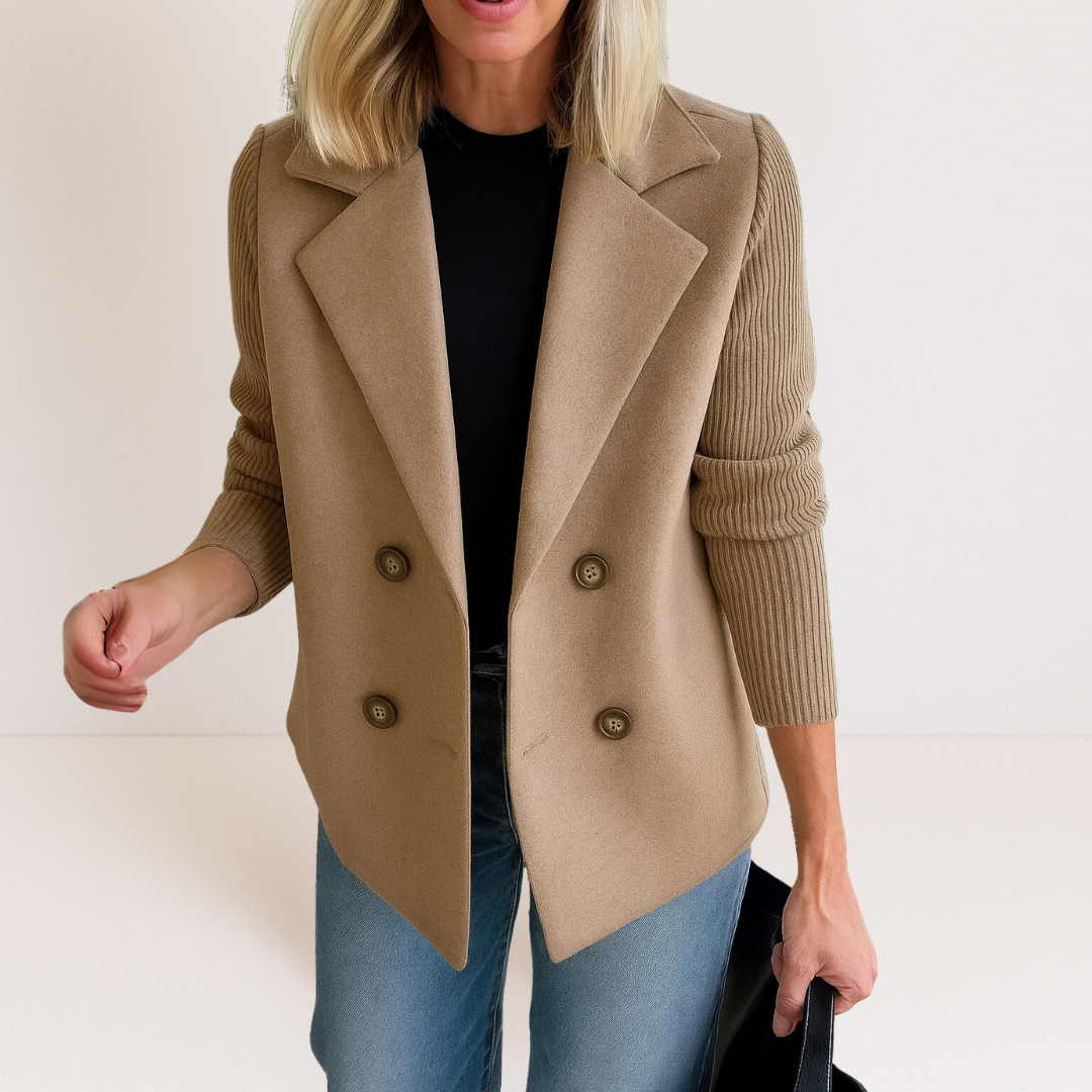 Feyrinna | Elegant Knit-sleeve Jacket