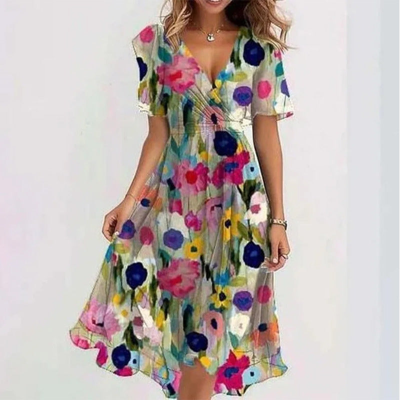 ELIRA | Women’s Casual Printed V-Neck Dress