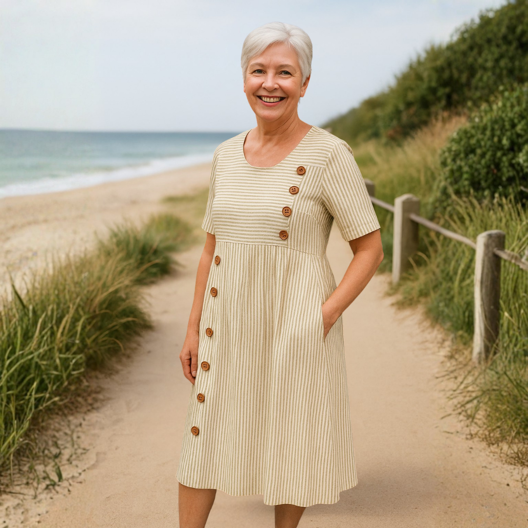 Brienne | Striped Midi Dress – Effortless Comfort, Everyday Confidence