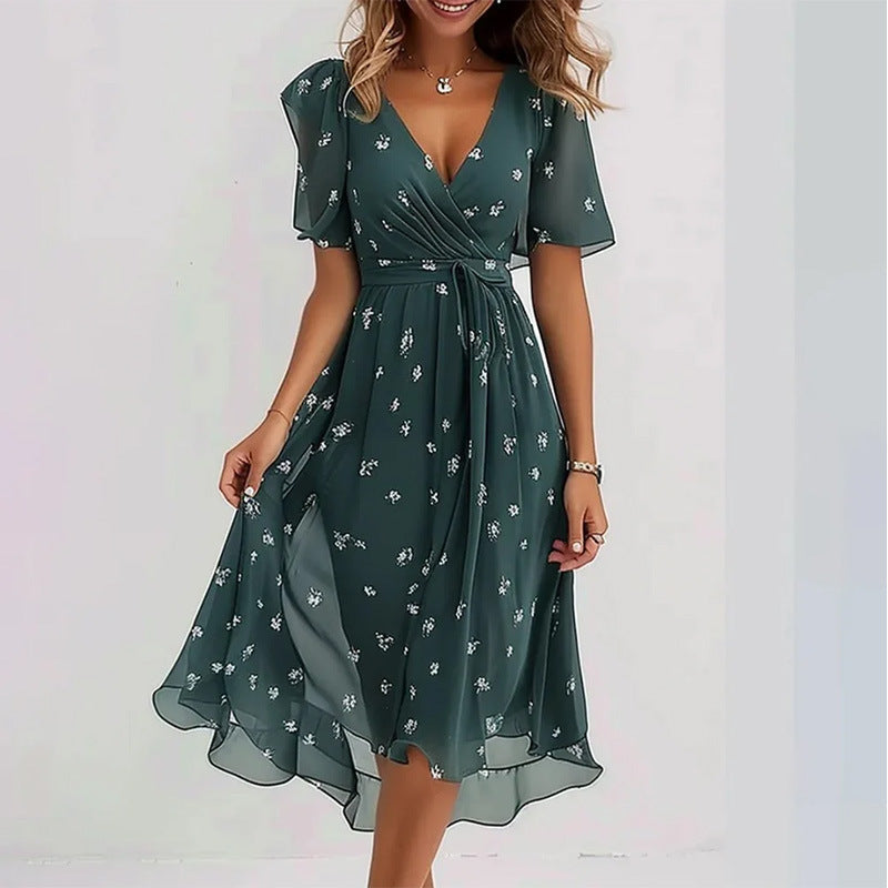 ELIRA | Women’s Casual Printed V-Neck Dress