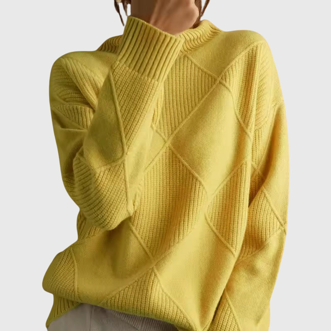 Élise Modern Geometric Turtleneck Sweater