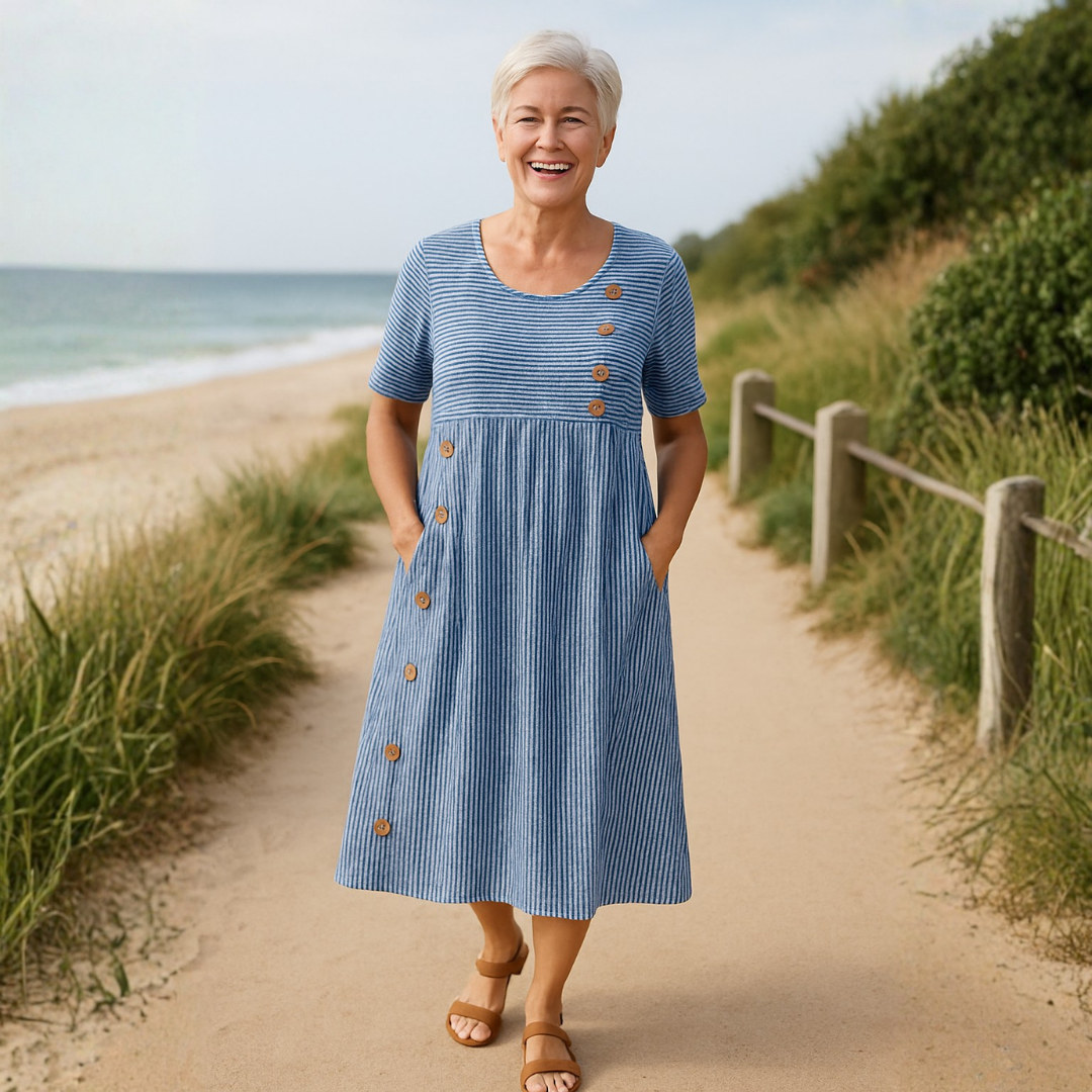 Brienne | Striped Midi Dress – Effortless Comfort, Everyday Confidence