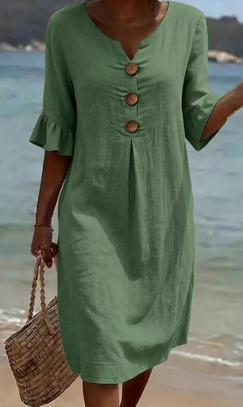 SIENNA | Women’s Everyday Floral Print Cotton & Linen Dress