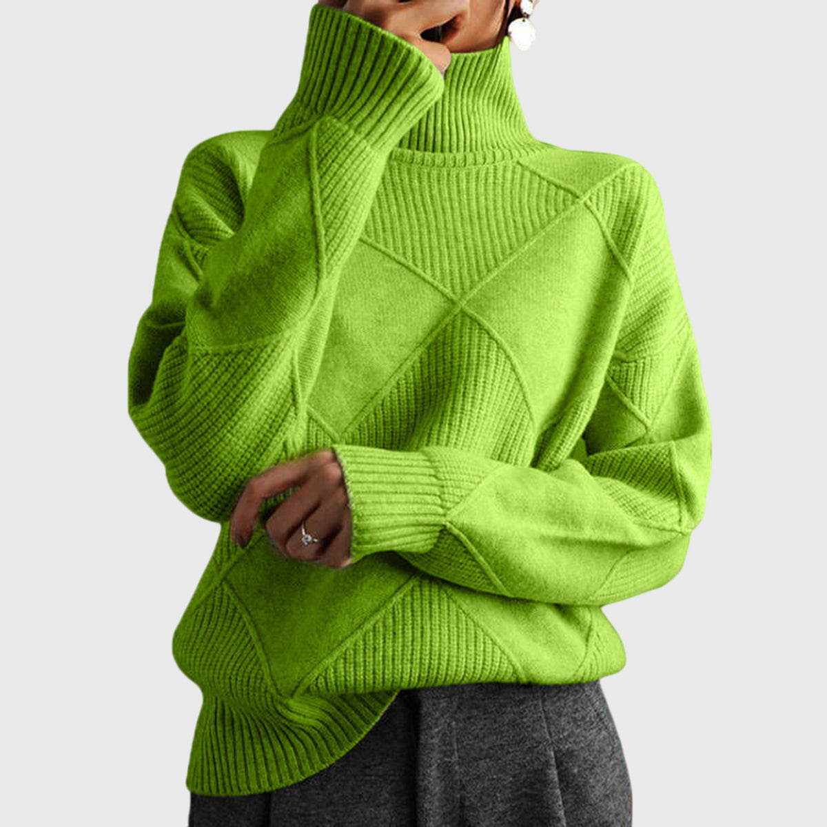 Élise Modern Geometric Turtleneck Sweater