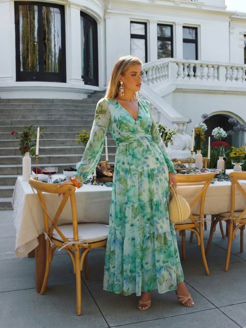 ALTHEA™ | Long Sleeve Floral Maxi Dress
