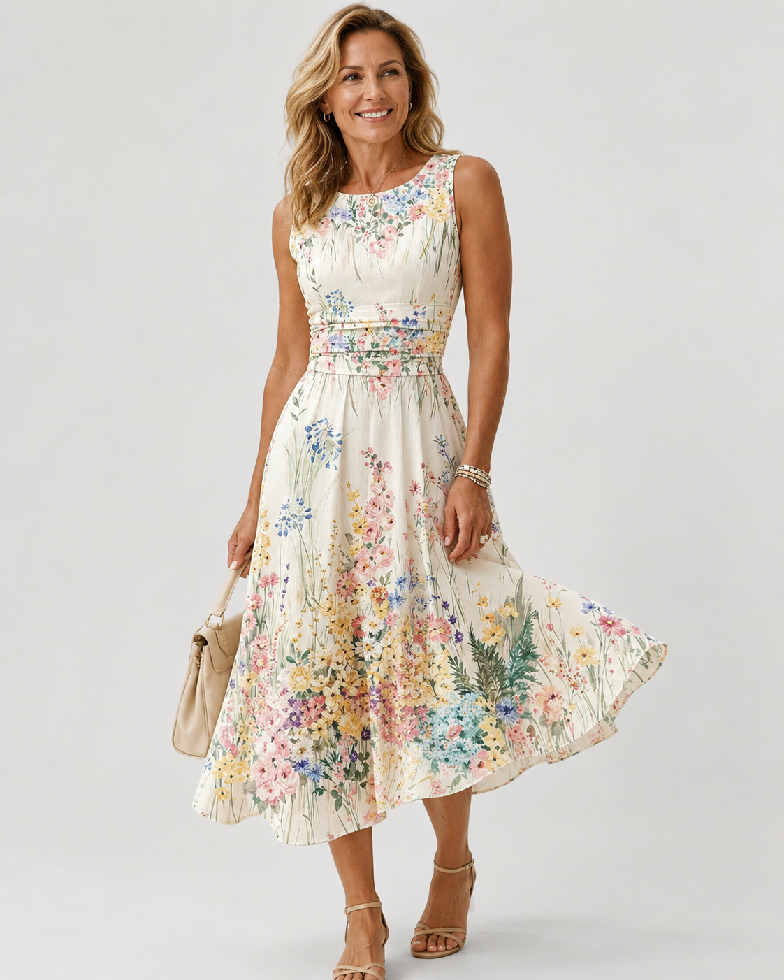 Tanya | Sleeveless Floral Midi Dress