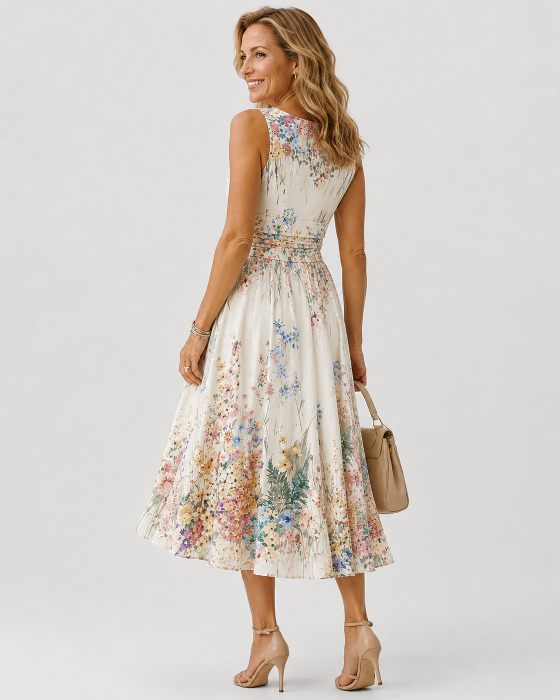 Tanya | Sleeveless Floral Midi Dress