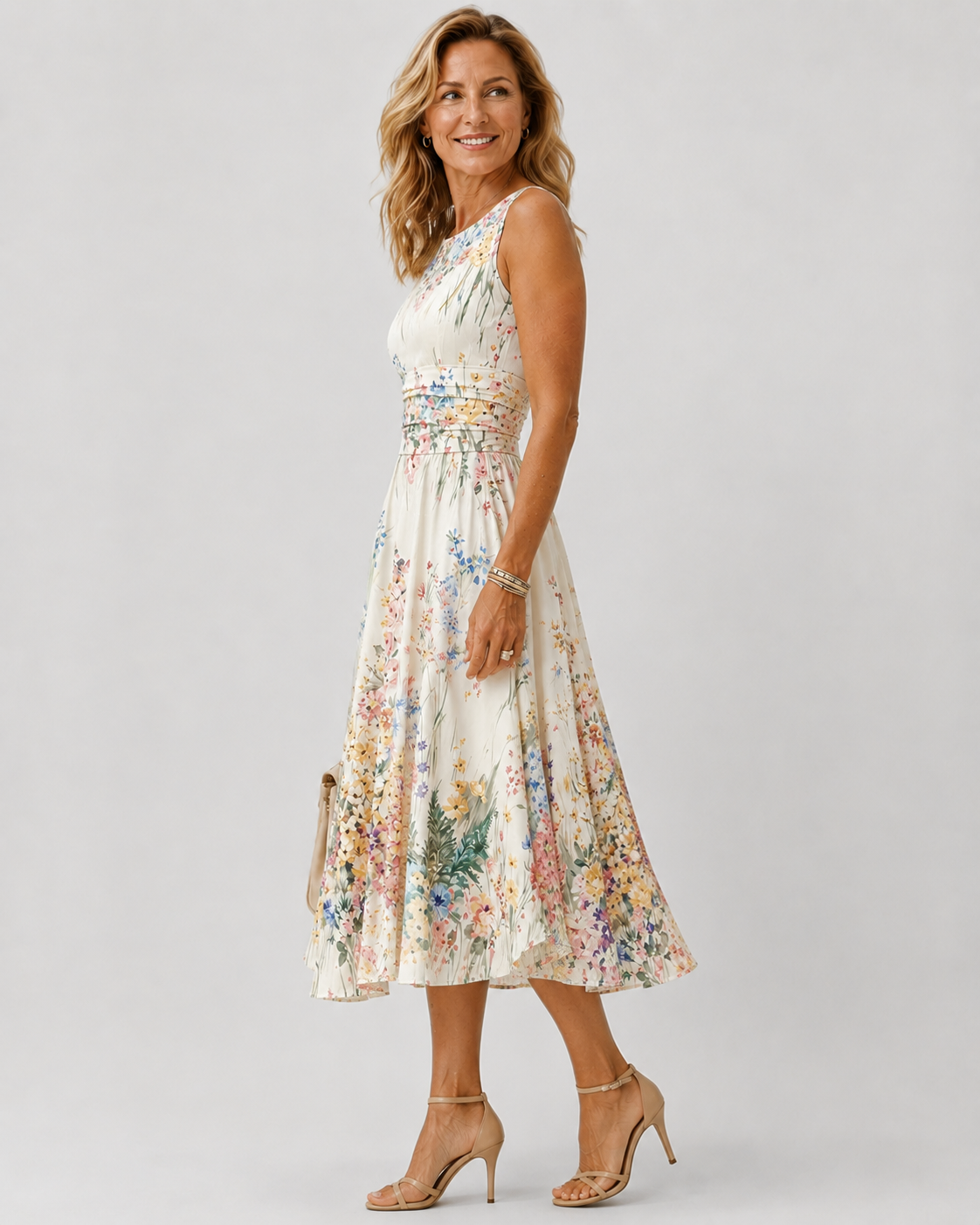 Tanya | Sleeveless Floral Midi Dress