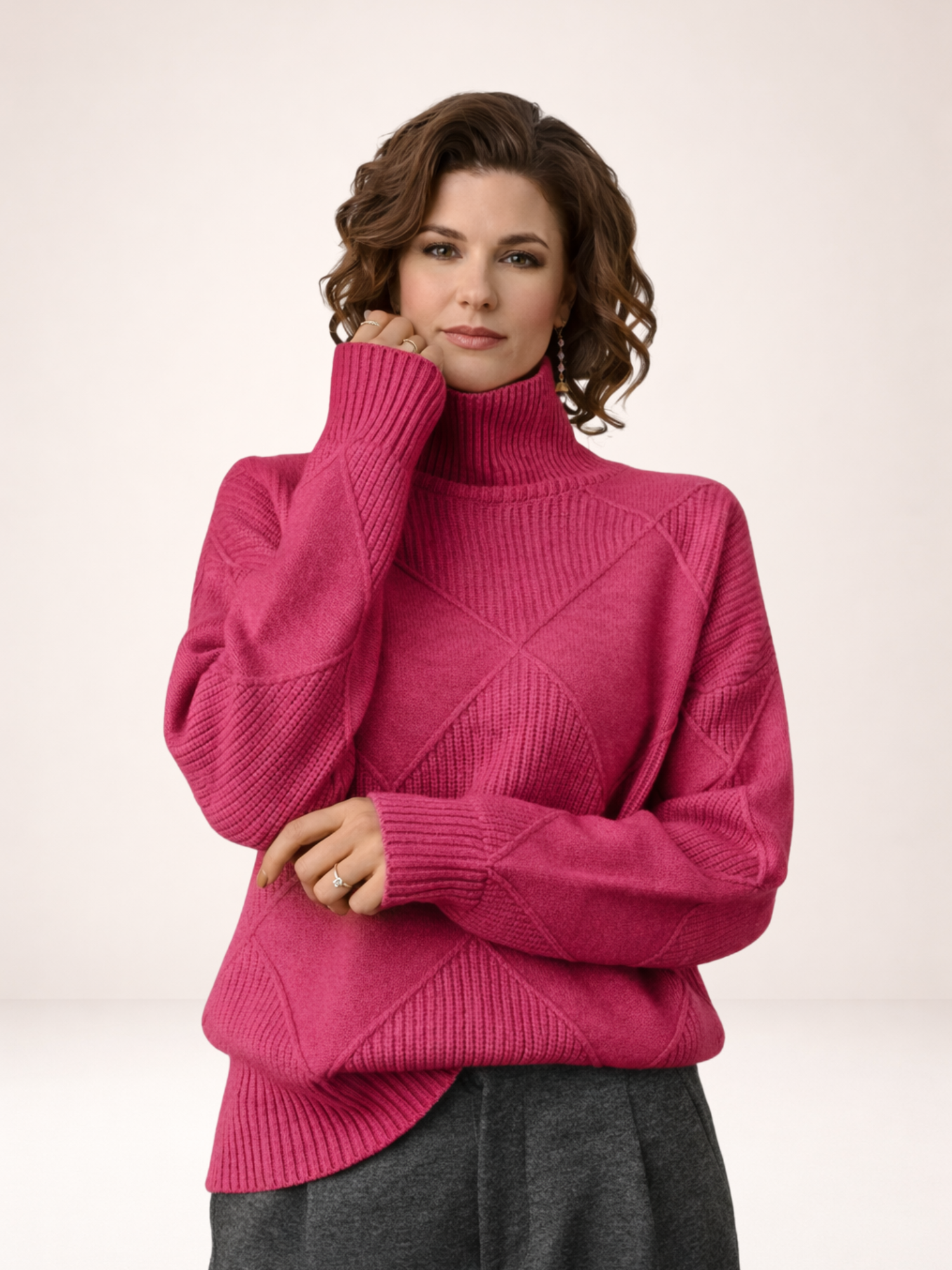 Élise Modern Geometric Turtleneck Sweater