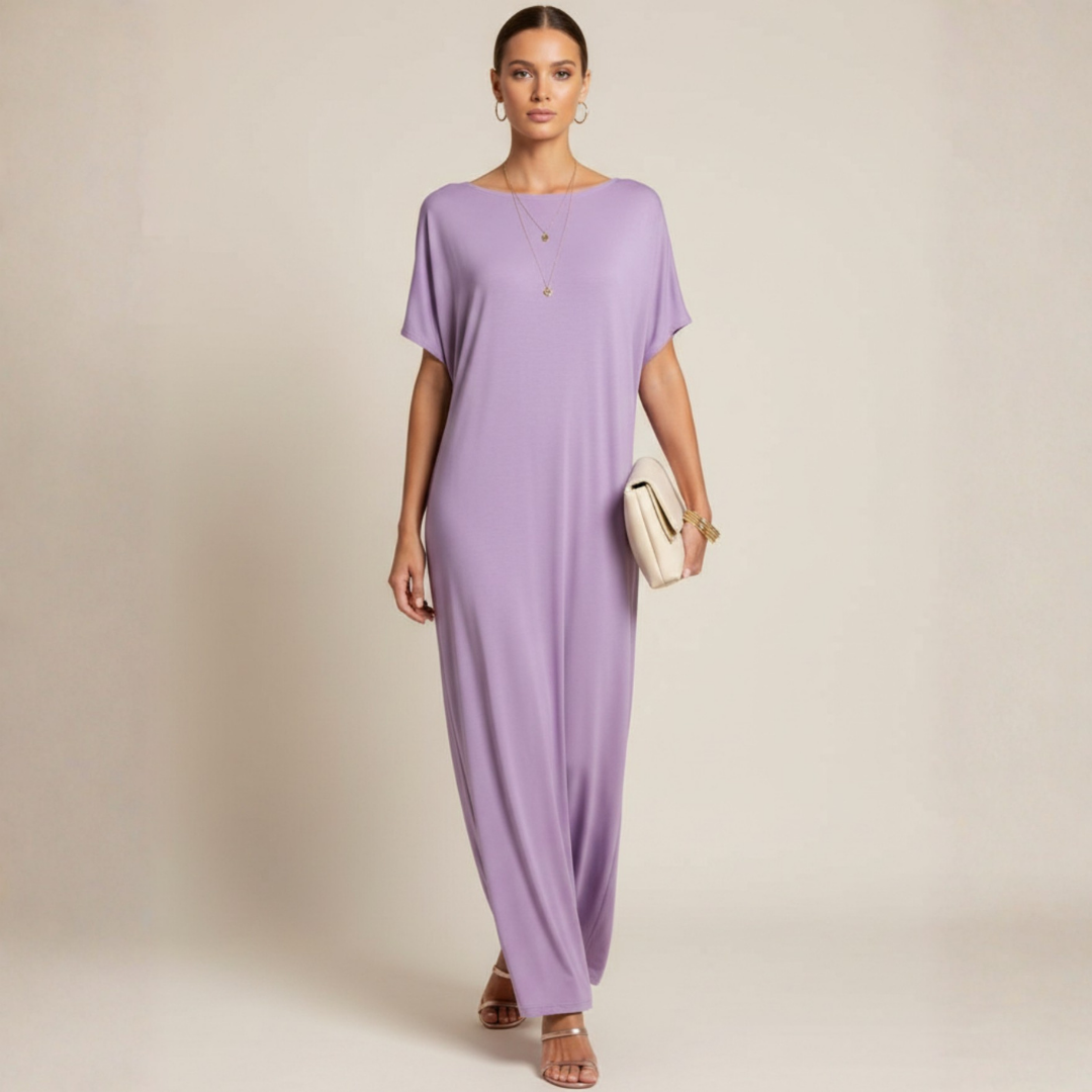 LARISA | Women’s Loose Summer Maxi Dress with Short Sleeves
