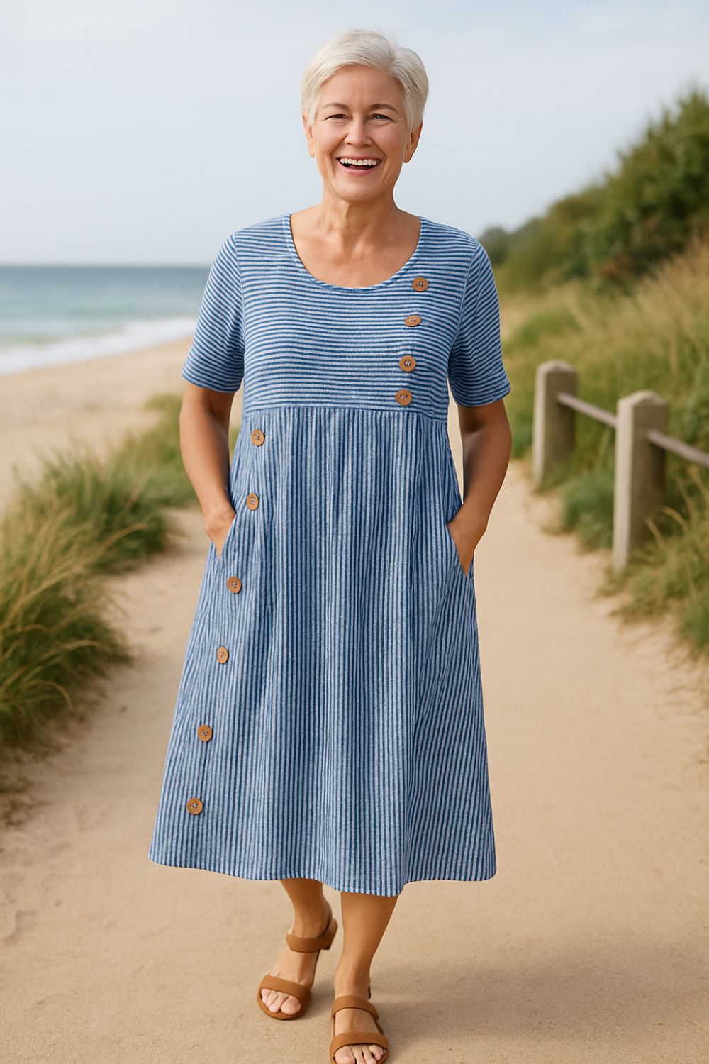 Marga | Striped casual midi dress