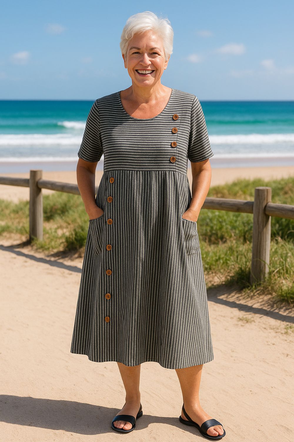 Marga | Striped casual midi dress