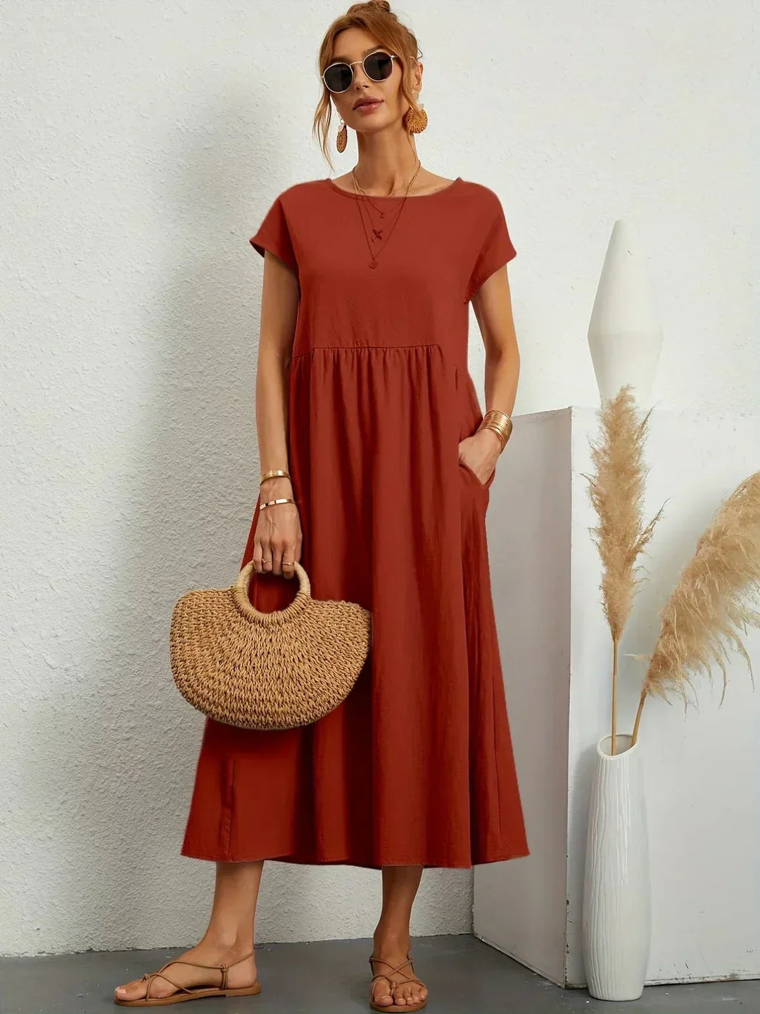 GABRIELLE™ — A Flowing Midi Dress with Timeless Elegance
