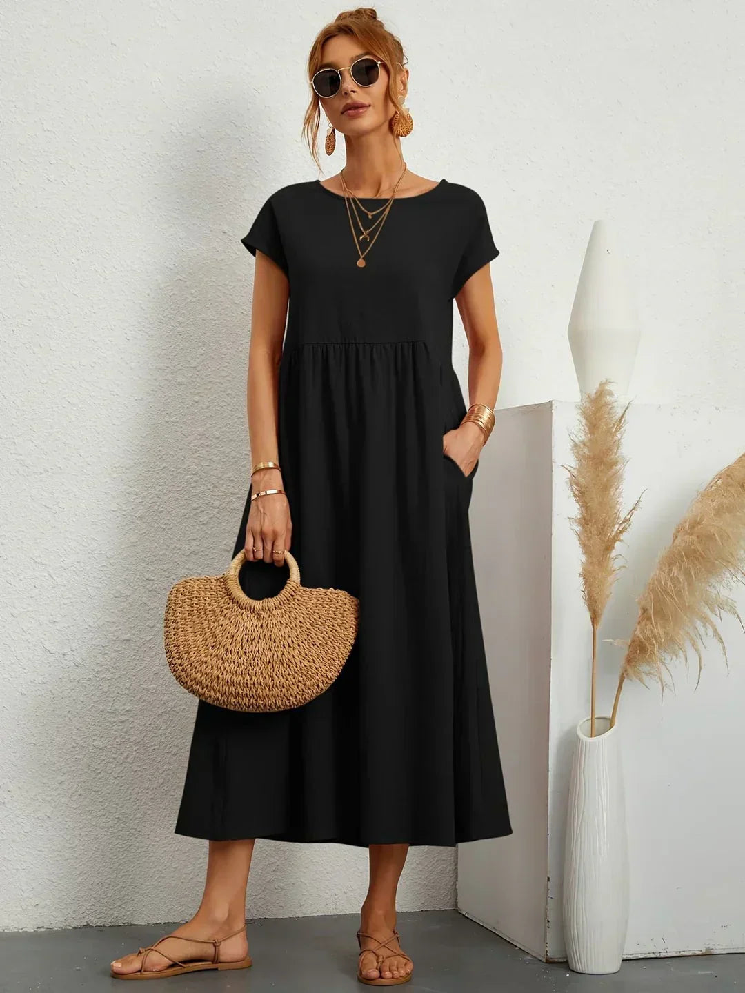 GABRIELLE™ — A Flowing Midi Dress with Timeless Elegance