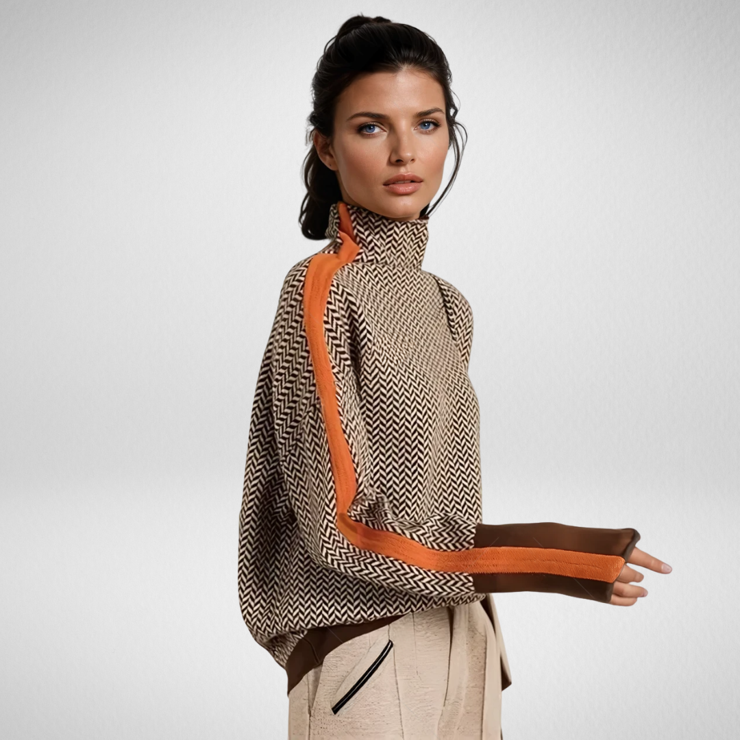Élise | Contrast Stripe Turtleneck Sweater
