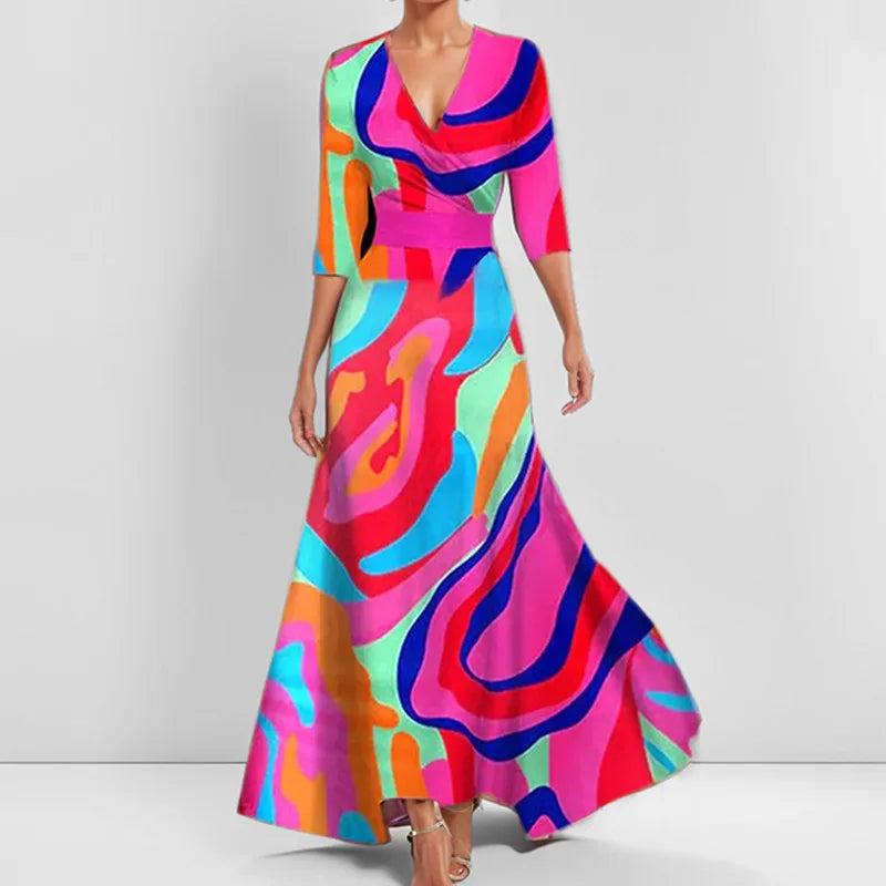 ELENA™ | Statement Print Maxi Dress