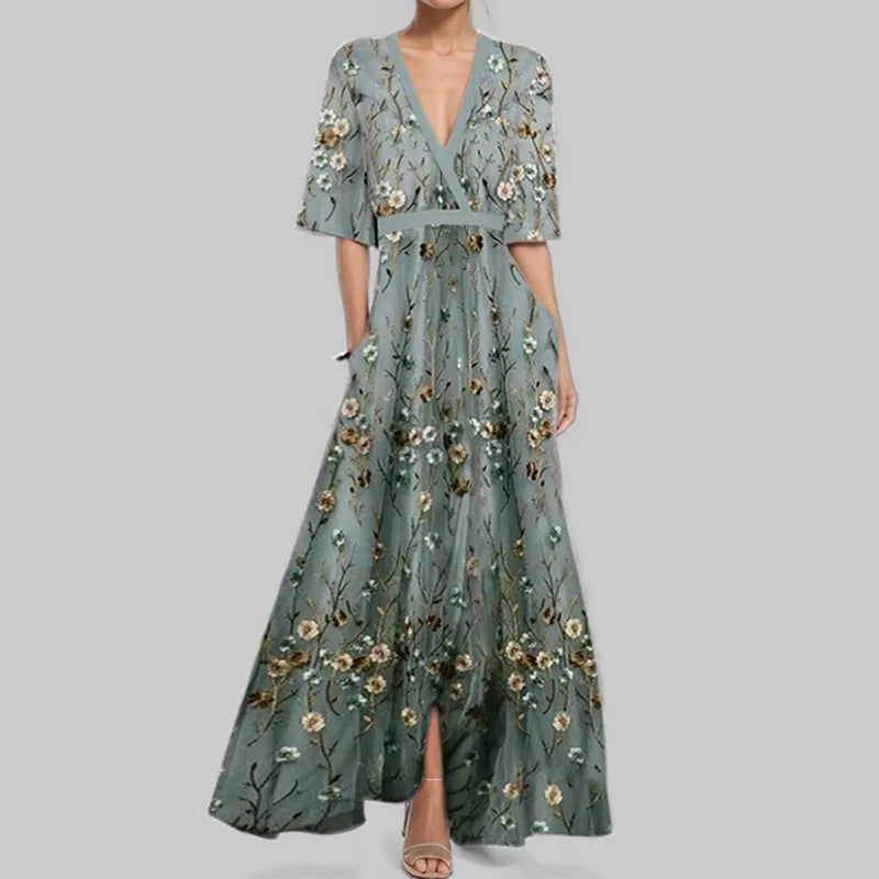 ELENA™ | Statement Print Maxi Dress