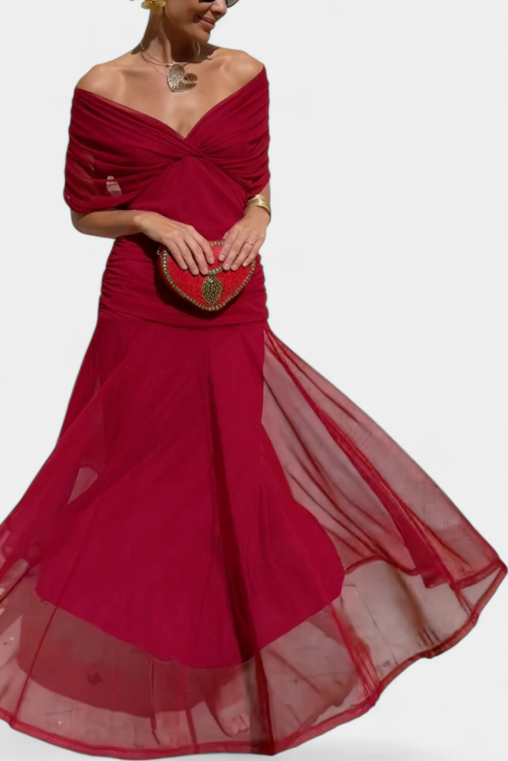 FLORENDA™ | Long Floral V Neck Dress