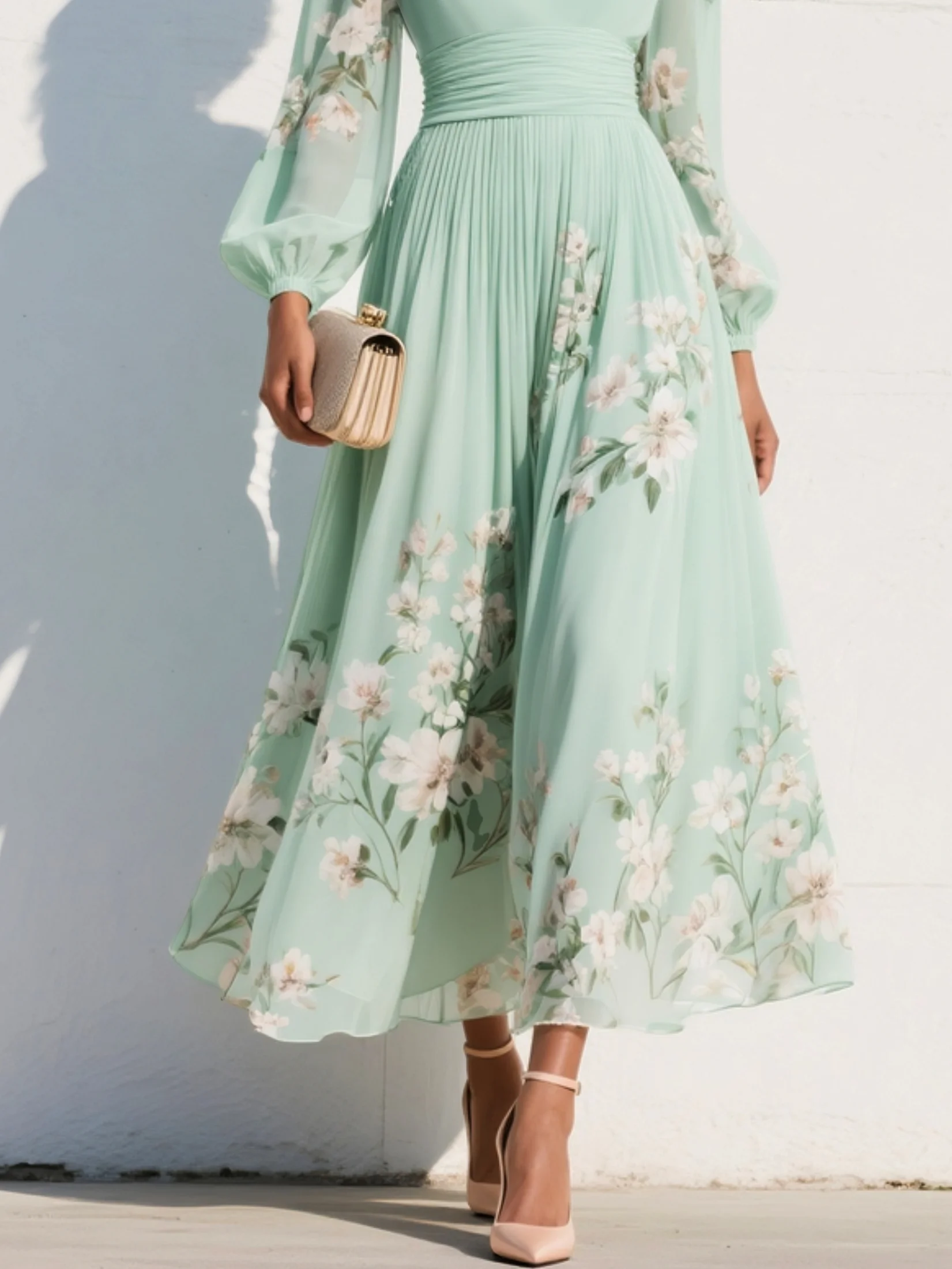 Odelia | Floral Midi Dress with Flowing Silhouette