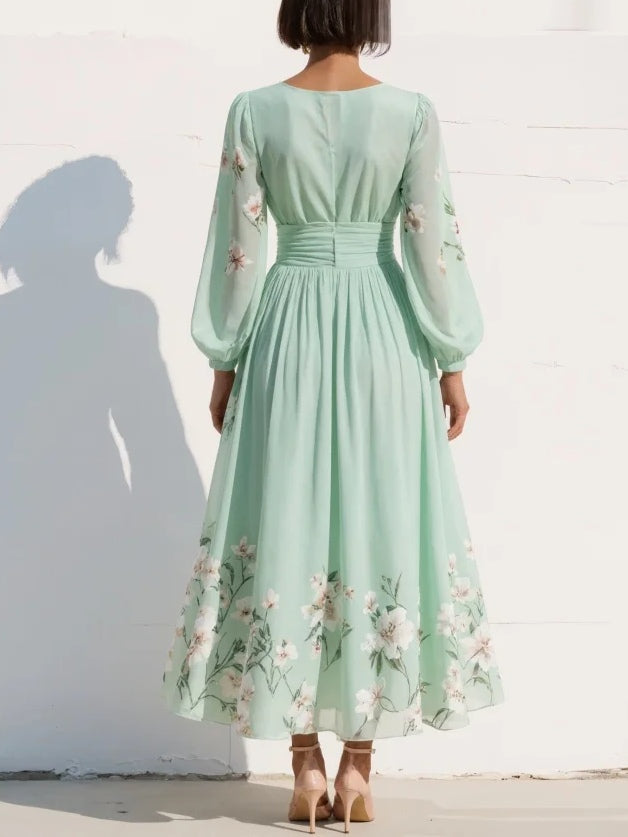 Odelia | Floral Midi Dress with Flowing Silhouette