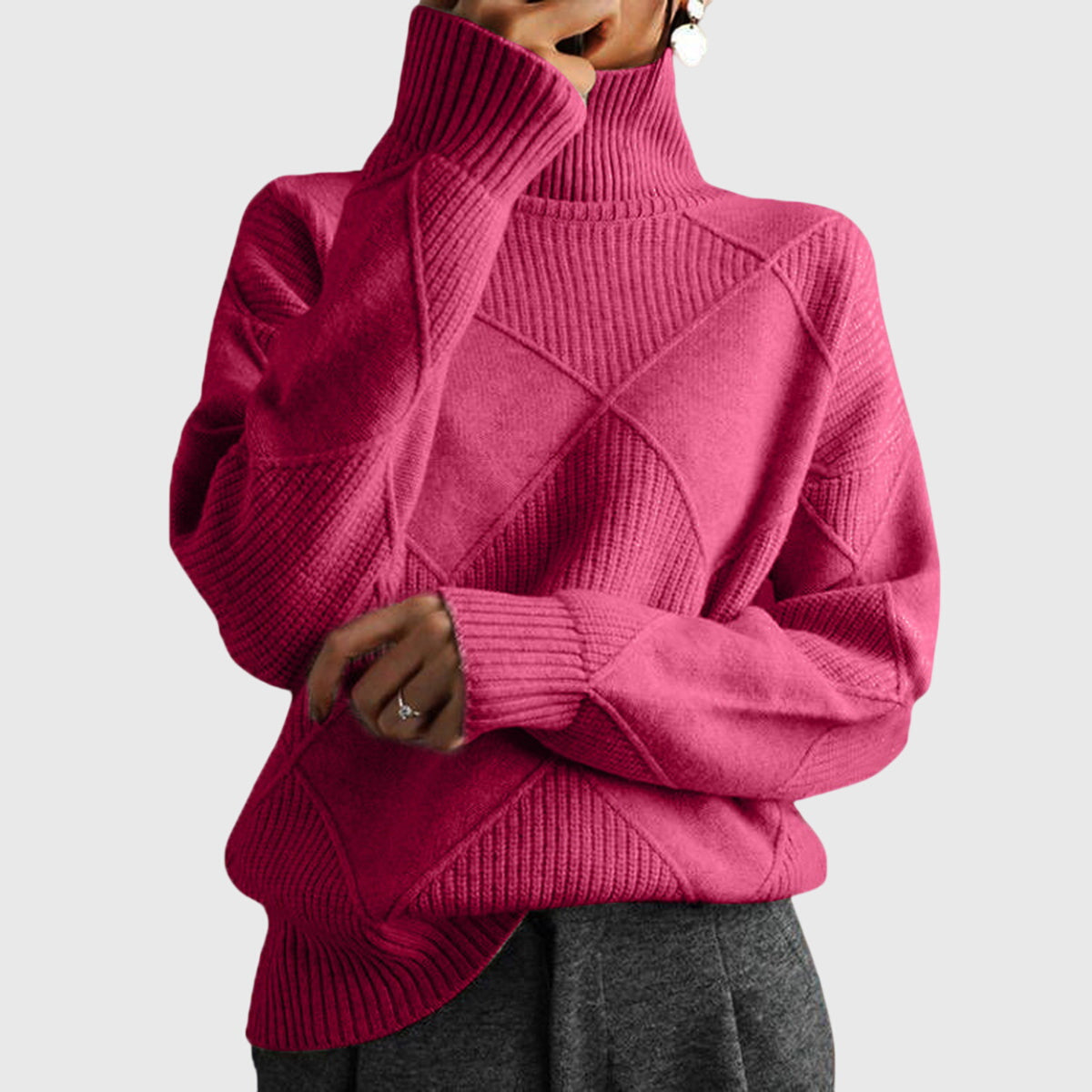 Élise Modern Geometric Turtleneck Sweater