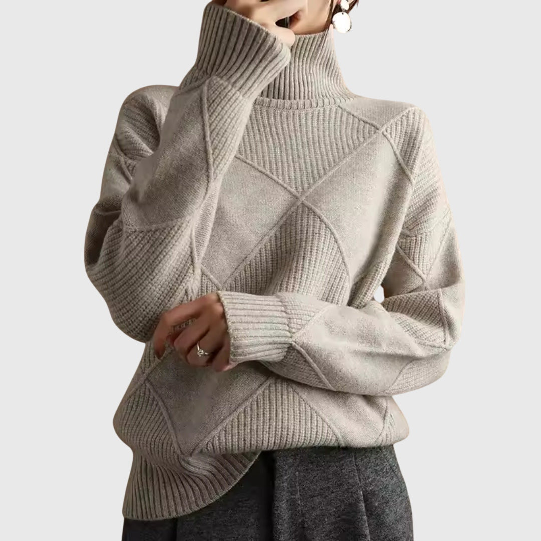 Élise Modern Geometric Turtleneck Sweater