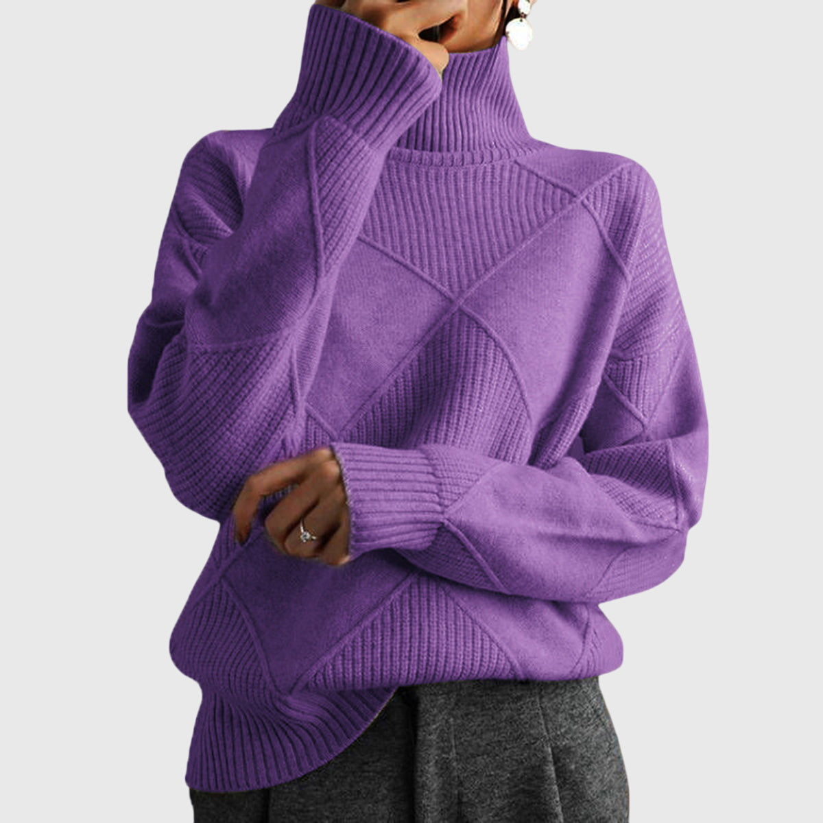 Élise Modern Geometric Turtleneck Sweater