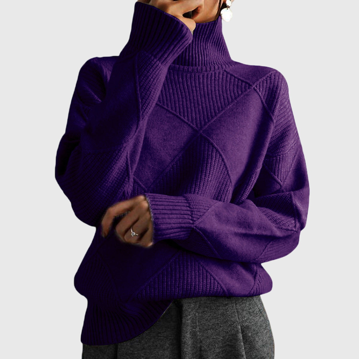Élise Modern Geometric Turtleneck Sweater