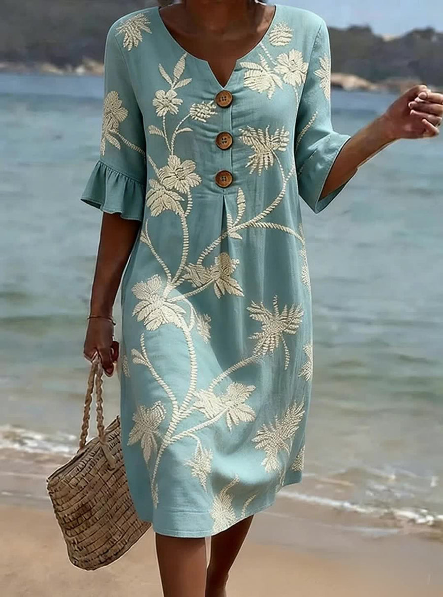 SIENNA | Women’s Everyday Floral Print Cotton & Linen Dress