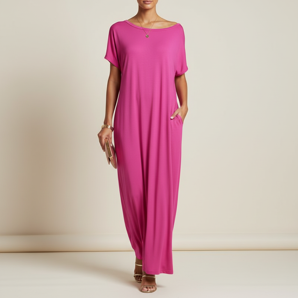 LARISA | Women’s Loose Summer Maxi Dress with Short Sleeves