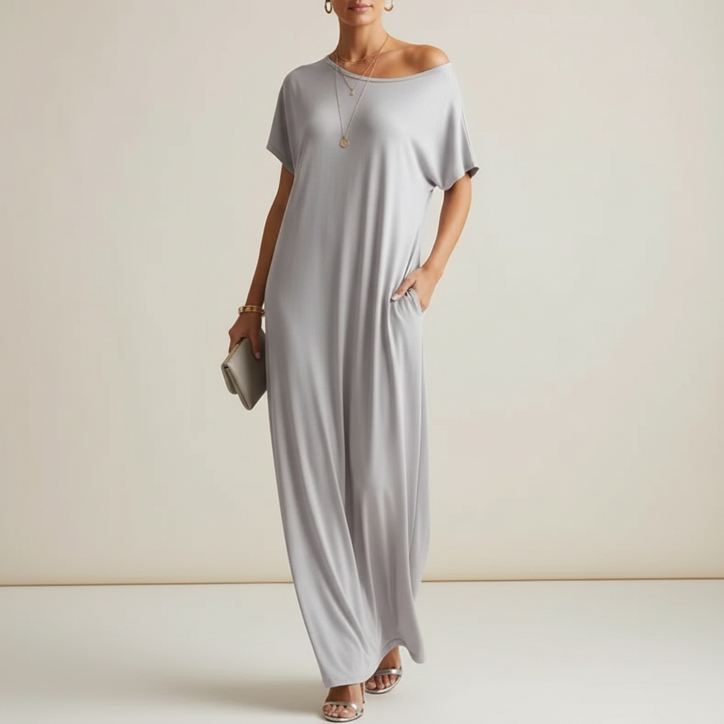 LARISA | Women’s Loose Summer Maxi Dress with Short Sleeves