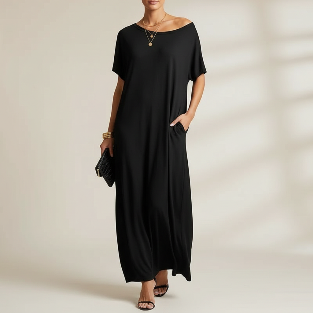 LARISA | Women’s Loose Summer Maxi Dress with Short Sleeves