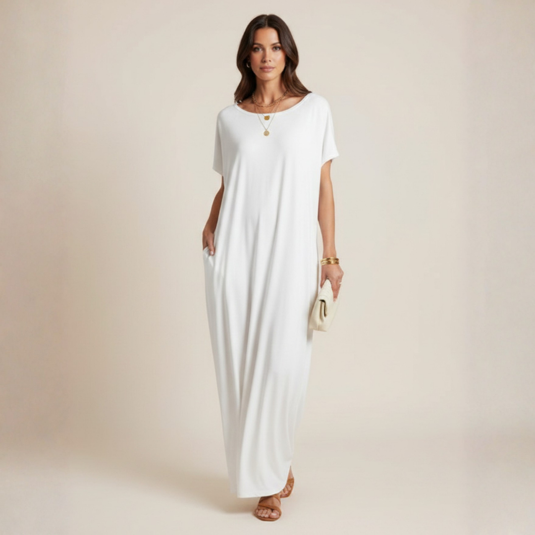 LARISA | Women’s Loose Summer Maxi Dress with Short Sleeves