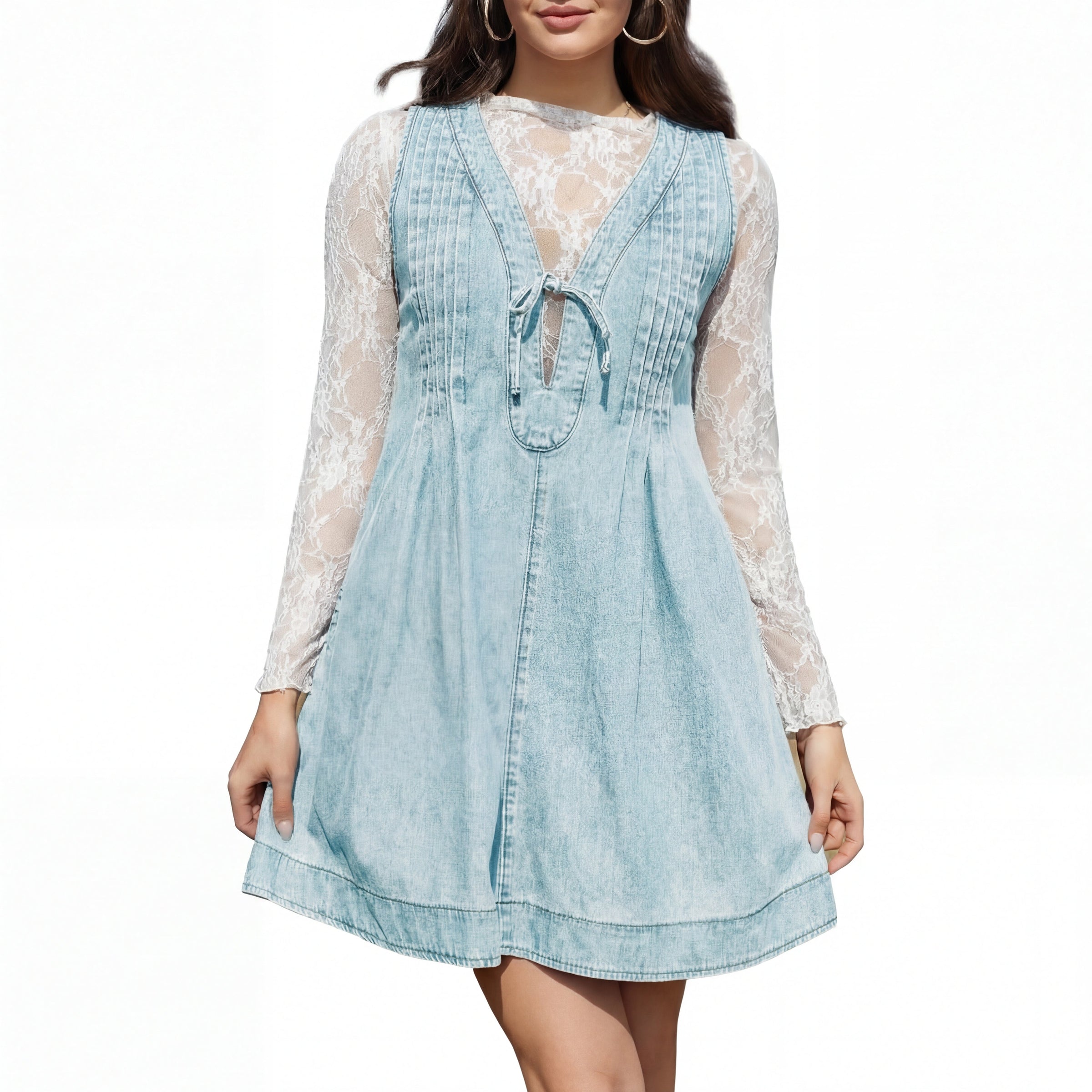 LAUREN™ – Vintage Inspired Sleeveless V Neck Mini Dress