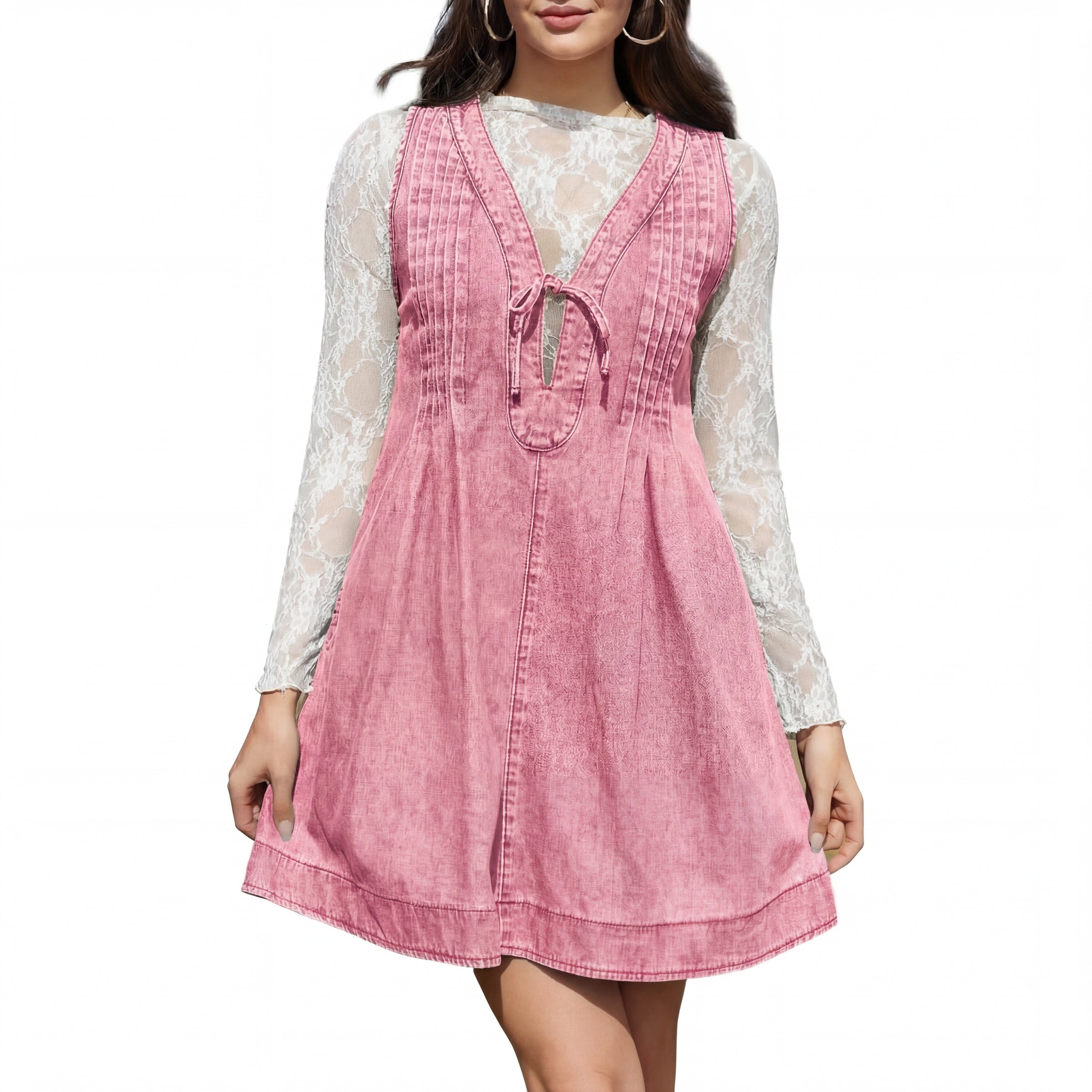 LAUREN™ – Vintage Inspired Sleeveless V Neck Mini Dress