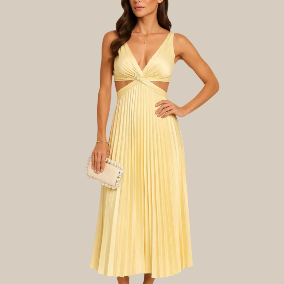SANNE™ | Elegant Pleated Midi Dress