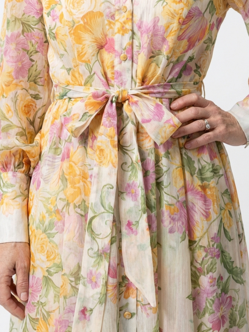 CRESSIDA™ | Floral Sheer Long Sleeve Maxi Dress